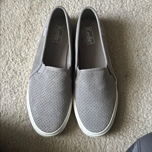 Keds Gray Perforated Slip-On Sneakers